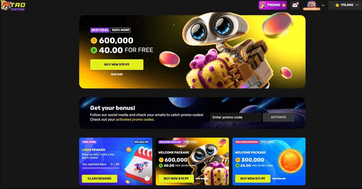 the free spins bonuses avalable at taofortune social casino